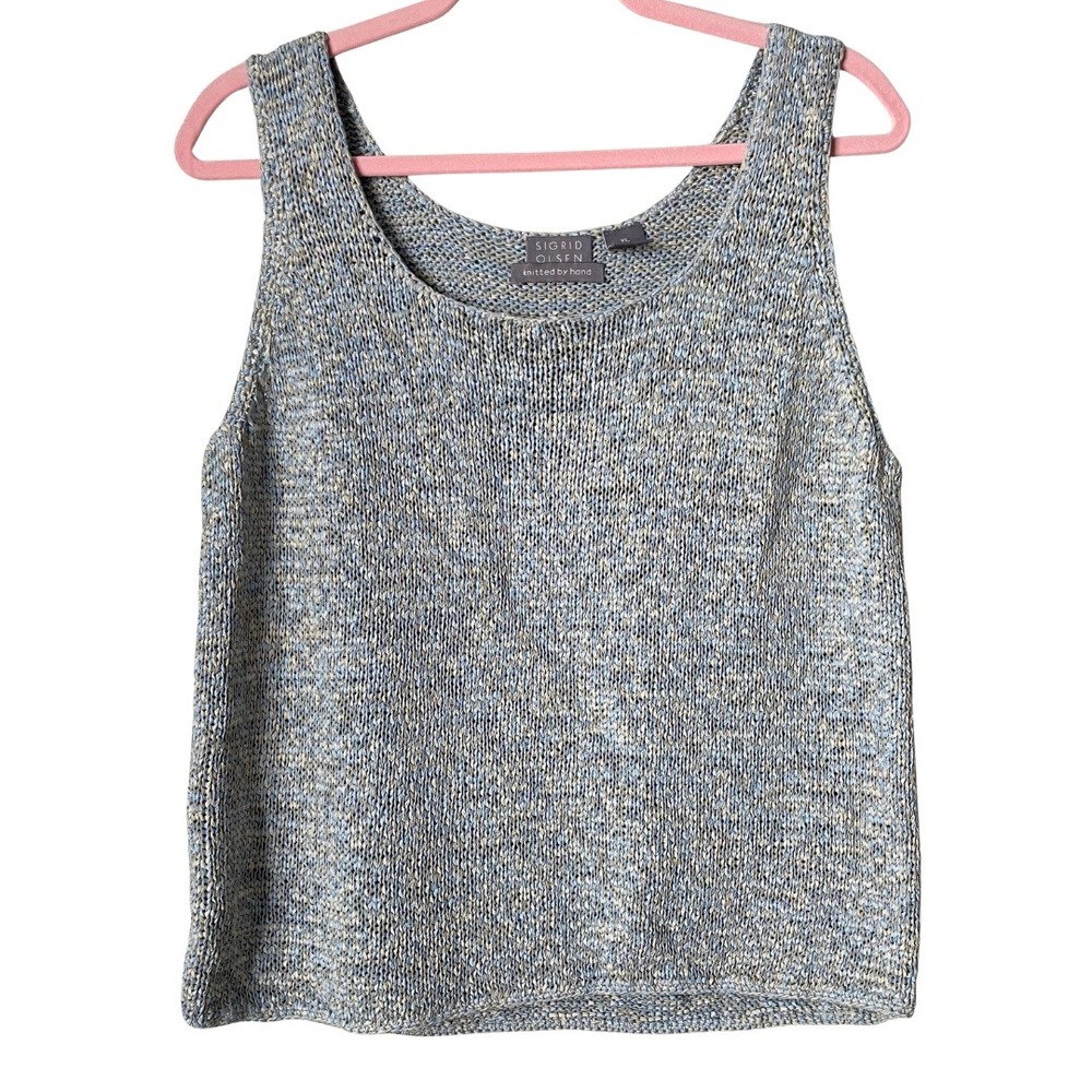 Sigrid Olsen Tank Top Womens XL Marled Hand Knit Silk Resortwear Beach Vacation